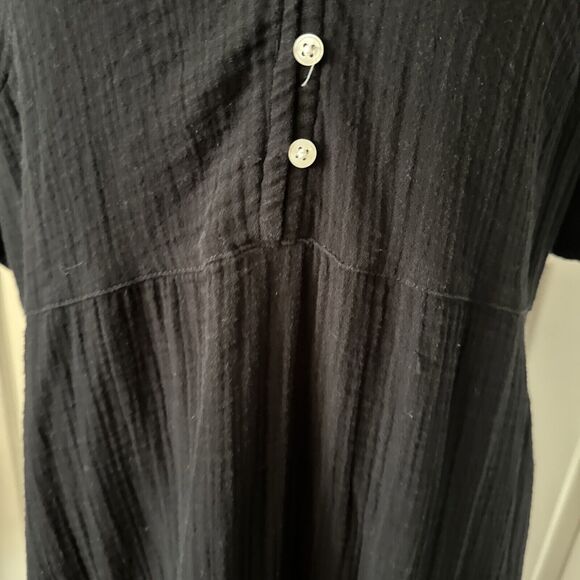 Old Navy Womens Boho Black Maxi Peasant Dress Sz L Dark Cottagecore Prairie - Picture 6 of 16